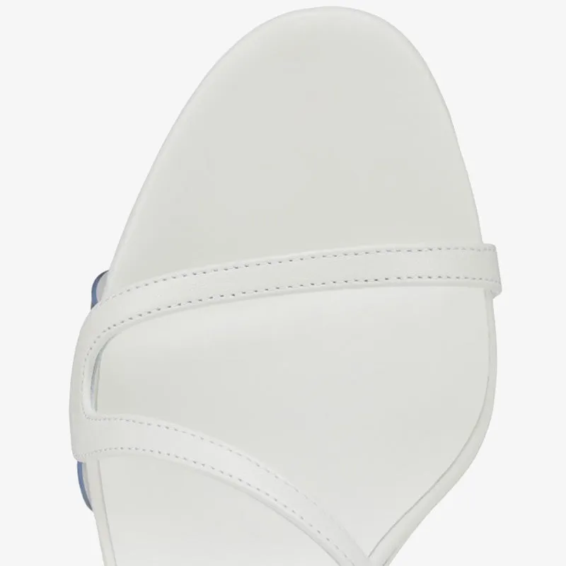 Sleek White Leather Wave Sandals