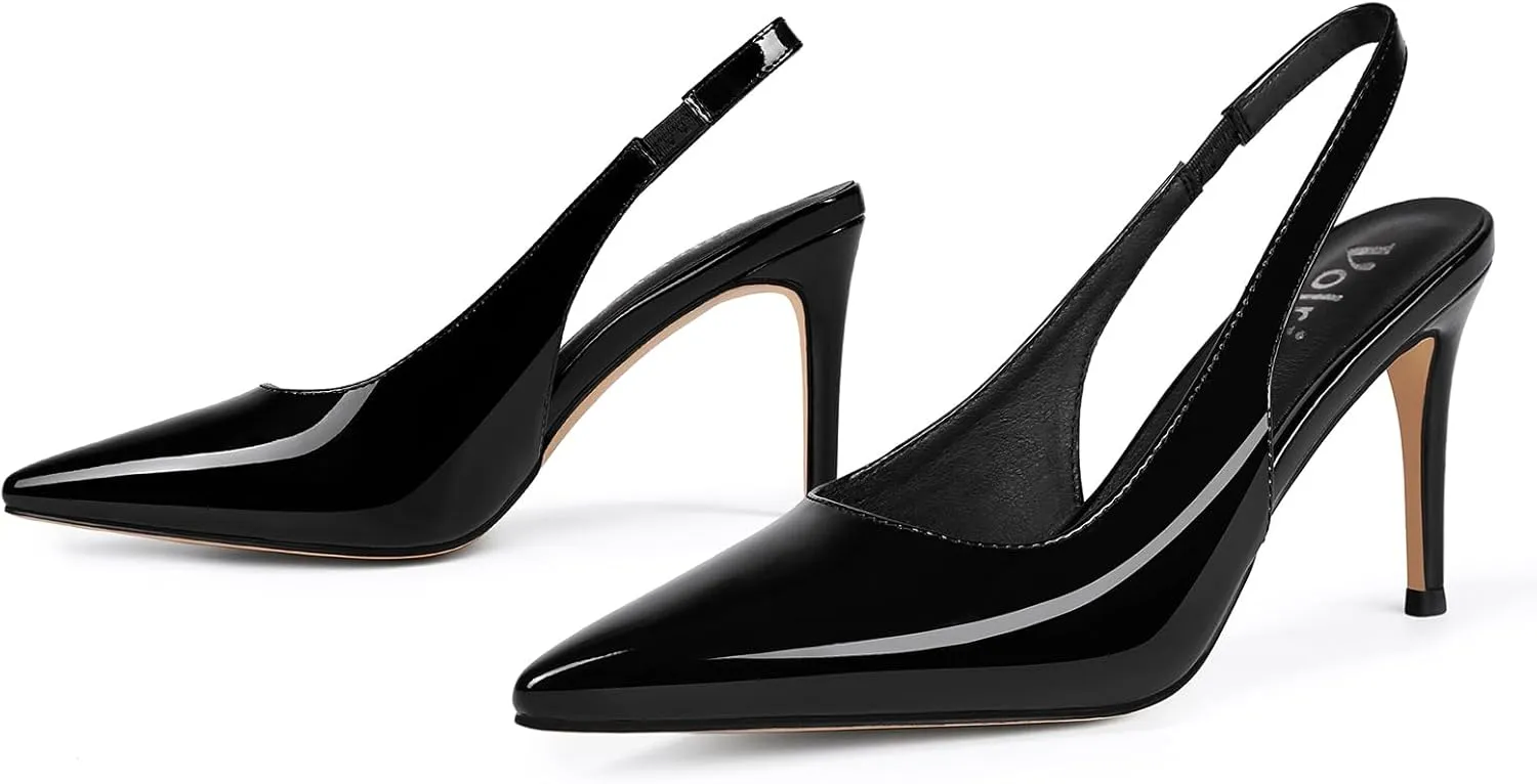 Slingback Heels for Women Pointed Closed Toe Stiletto Pumps Slip-On Dress Shoes Elegant Comfortable Women's Heels for Party Wedding