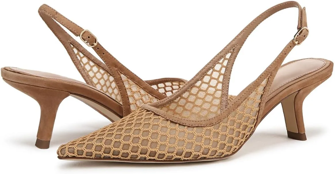 Slingback Pumps for Women Pointed Toe Heels Slip on Kitten Heels Sandals Dress Party Wedding