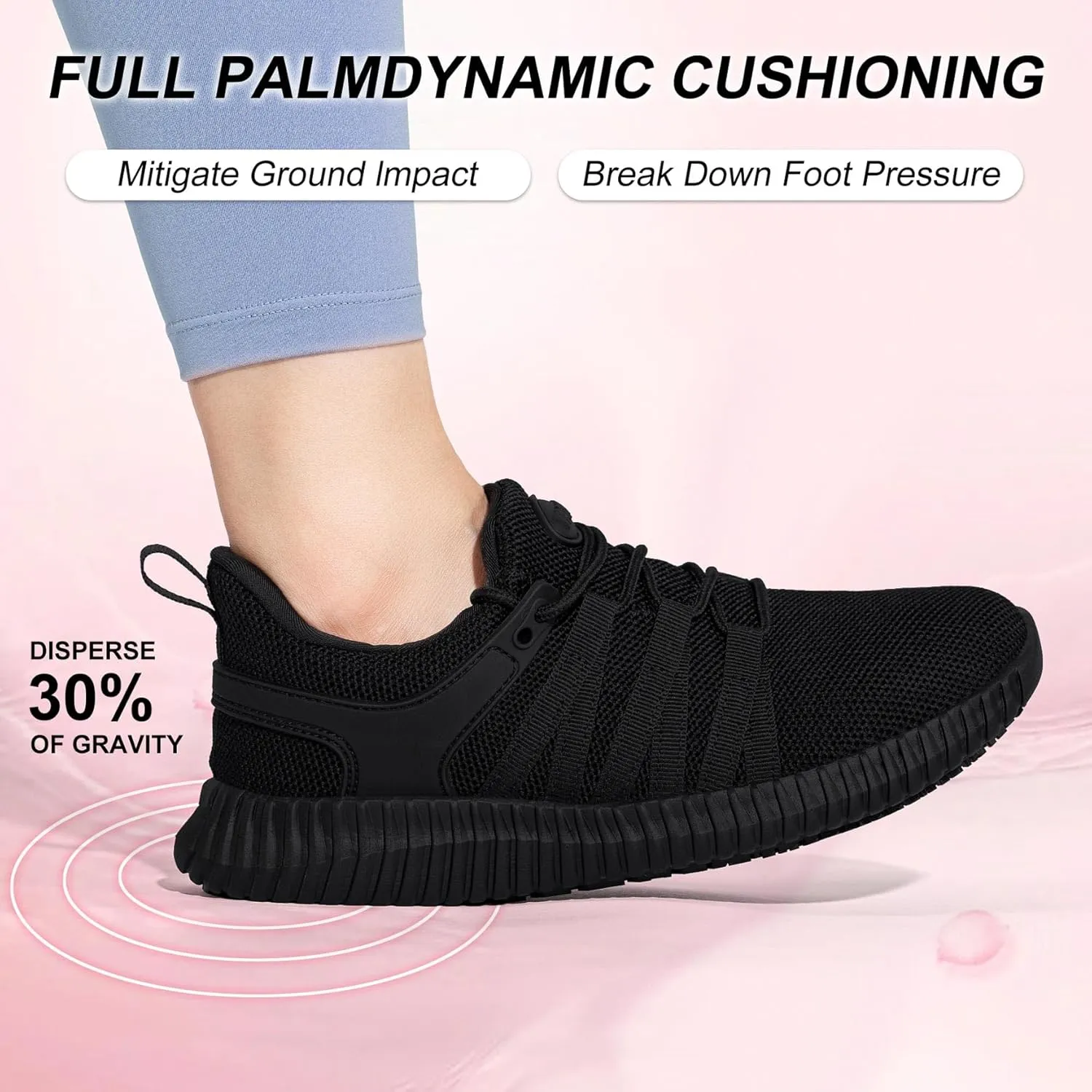 Slip On Sneakers Women Non Slip Work Shoes Water Resistant Comfortable Black Slip Resistant Breathable Lightweight Walking Shoes Zapatos Antideslizantes para Mujer, Black