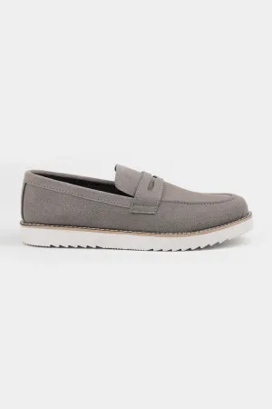Slip On Suede Loafers - Grey
