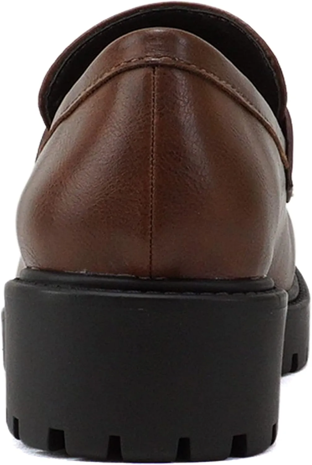 Soda “HENDER” ~ Women Round Toe Low Heel Lug Sole Platform Penny Loafer Shoe