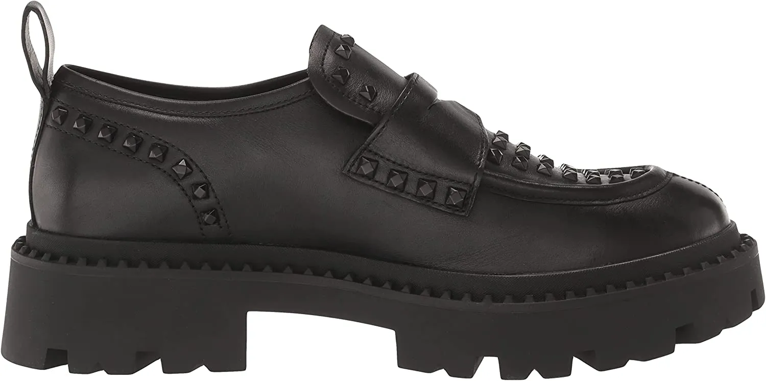 Sole Black Lug On Offer-ending soon Platform Studded Ash Loafers Pull Genius Toe Rounded Minimalistic Fashion