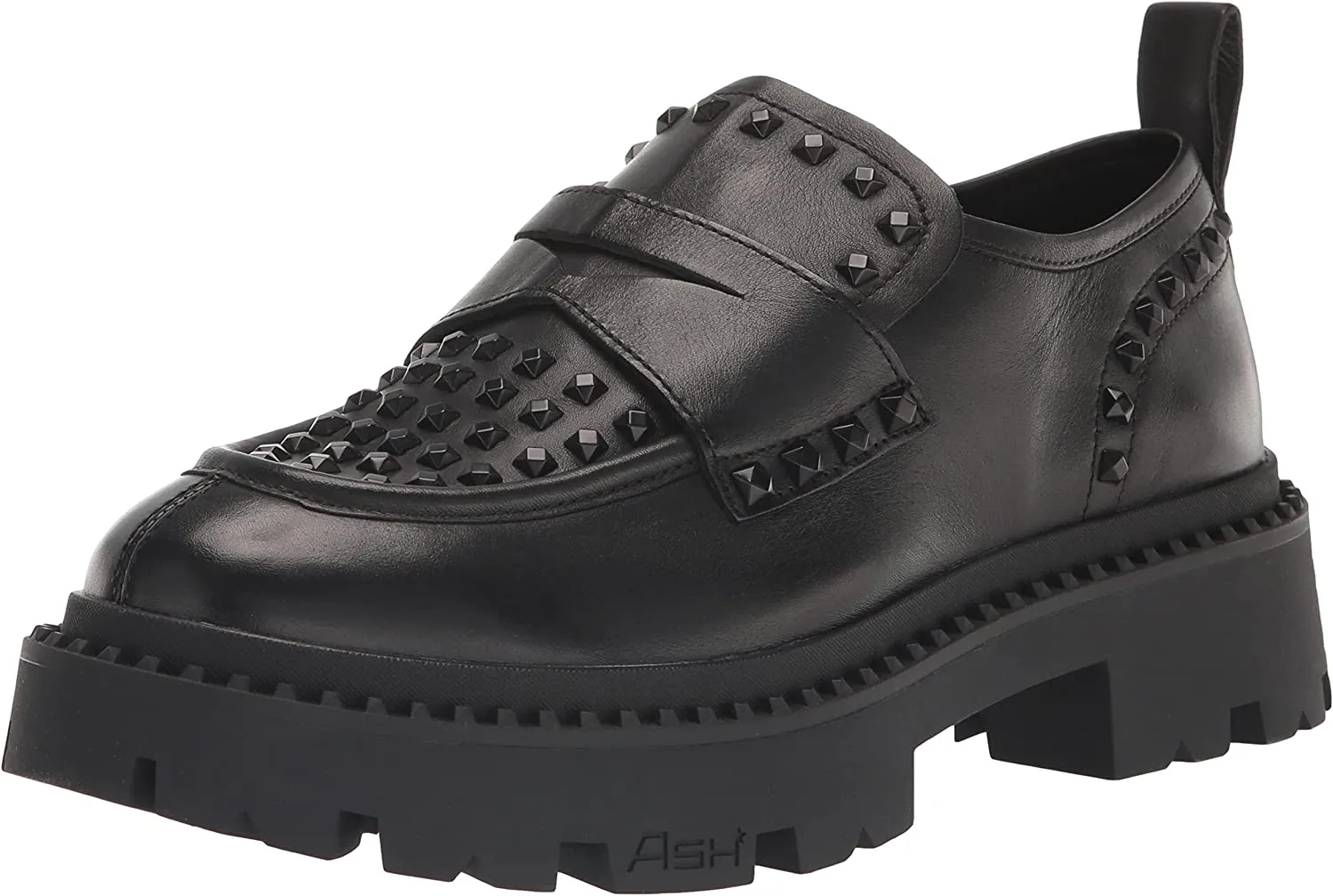 Sole Black Lug On Offer-ending soon Platform Studded Ash Loafers Pull Genius Toe Rounded Minimalistic Fashion