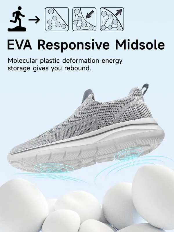 Sosenfer Mens Slip On Hands Free Walking Sneakers Slip in Breathable Athletic Running Shoes Ultra Lightweight Non Slip Tennis Shoes Workout Sneakers for Gym