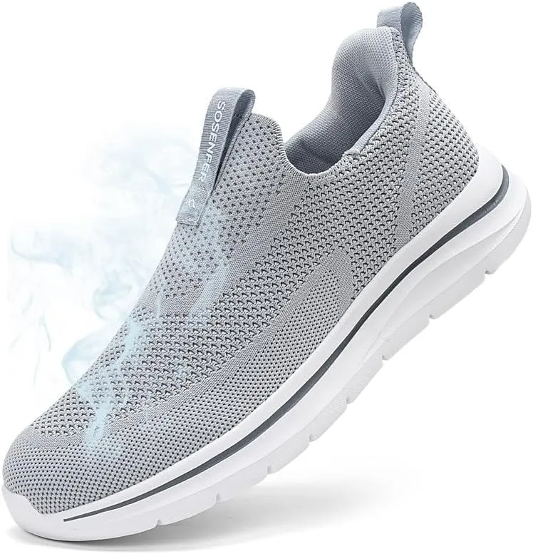 Sosenfer Mens Slip On Hands Free Walking Sneakers Slip in Breathable Athletic Running Shoes Ultra Lightweight Non Slip Tennis Shoes Workout Sneakers for Gym