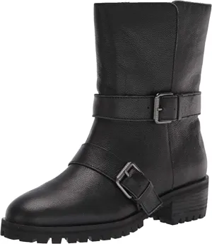 Splendid Women's Moto Inspired Lug Boot with fold Over Detail Motorcycle, Black, 11