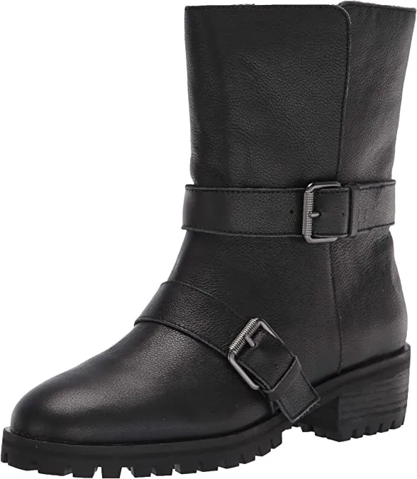 Splendid Women's Moto Inspired Lug Boot with fold Over Detail Motorcycle, Black, 11