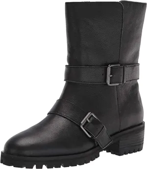Splendid Women's Moto Inspired Lug Boot with fold Over Detail Motorcycle, Black, 8