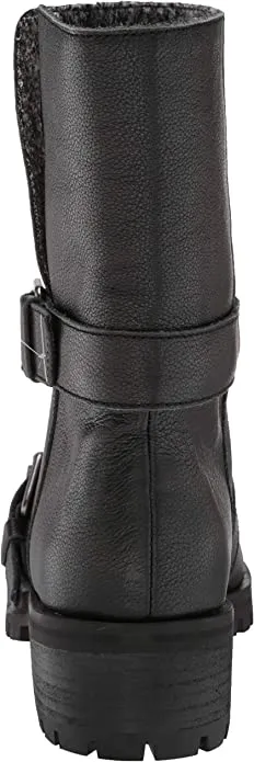 Splendid Women's Moto Inspired Lug Boot with fold Over Detail Motorcycle, Black, 8