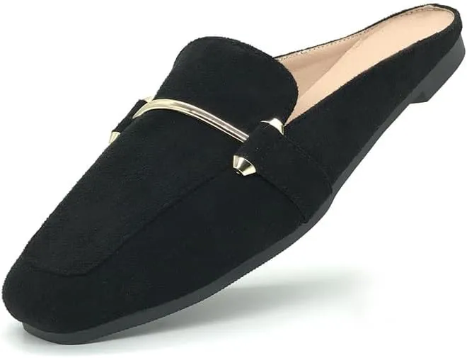 Starella Mules for Women Flats Slip On Loafers Open Back Shoes Buckle Mules