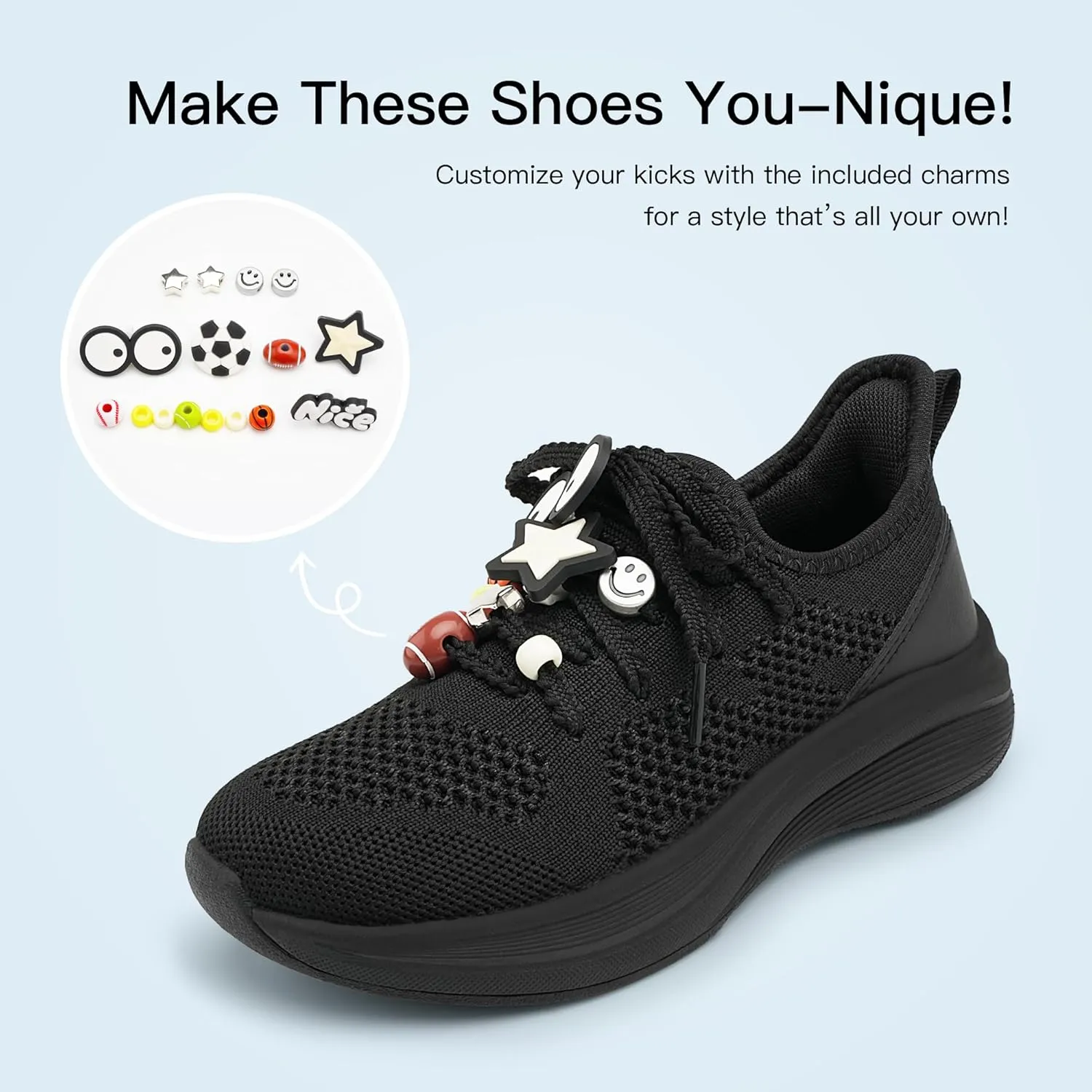 Stelle Girls Sneakers Kids Tennis Running Walking Shoes Slip-On Athletic Non Slip Lightweight Breathable Sport Shoes for Little/Big Kid