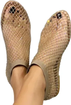 StoneLiquid Tarz Kiz Sparkly Women Shoes, Ultra Comfortable Shiny Gem Mesh Flats Sparkle Slip On Sandals Shoes