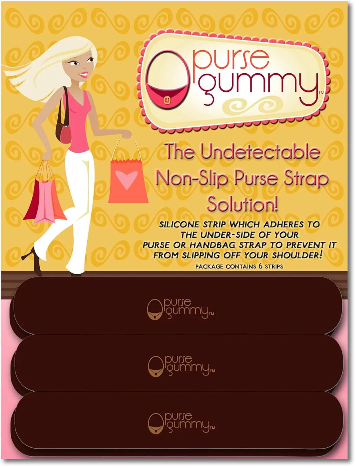 Stop Strap Slips - Non Slip Grip Strip Pad for Handbag Strap - Shoulder Bag, Tote bag, Diaper Bag Cushion Accessory - SET of 6 PIECES