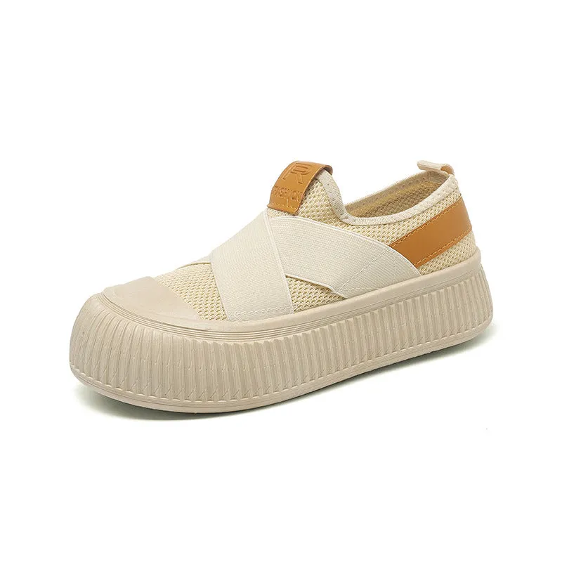 storexq Spring New Women's Casual Shoes Height Increasing Platform Shoes Slip-on Korean Style Women's Shoes Canvas Shoes Sports Breathable Board Shoes