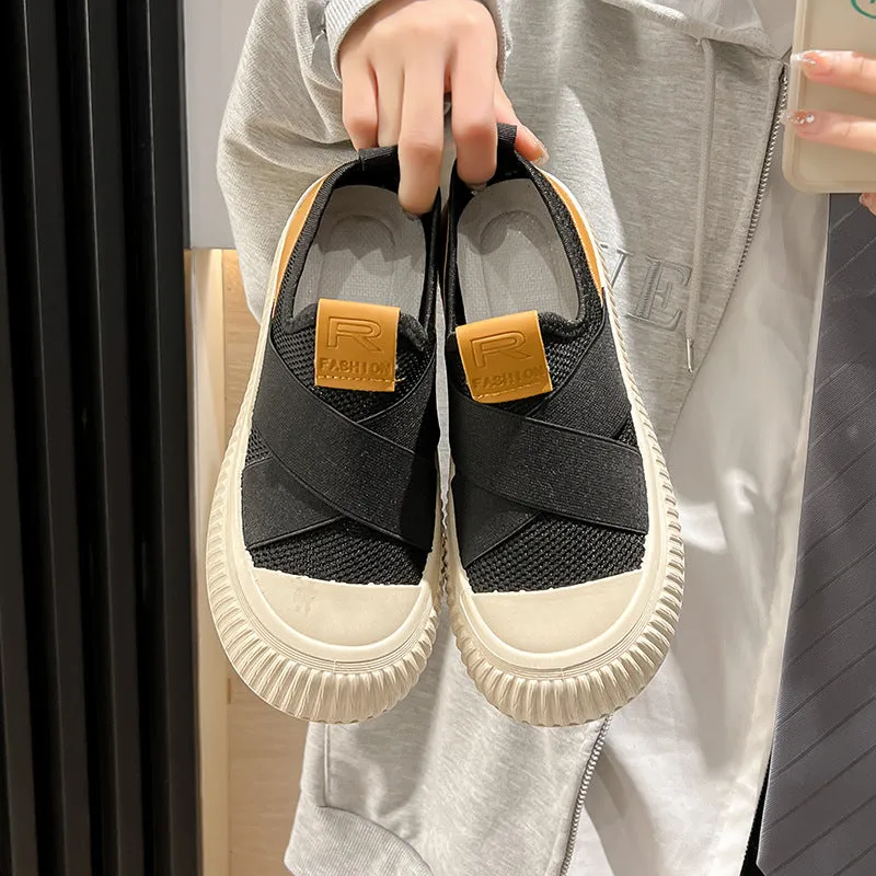 storexq Spring New Women's Casual Shoes Height Increasing Platform Shoes Slip-on Korean Style Women's Shoes Canvas Shoes Sports Breathable Board Shoes