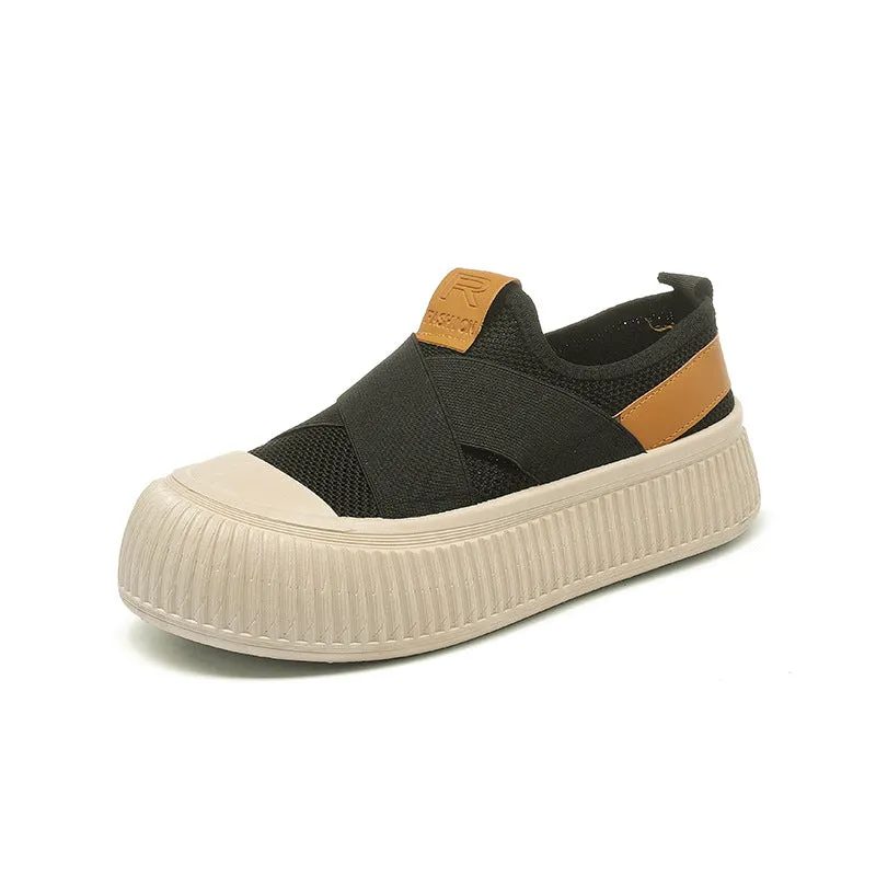 storexq Spring New Women's Casual Shoes Height Increasing Platform Shoes Slip-on Korean Style Women's Shoes Canvas Shoes Sports Breathable Board Shoes