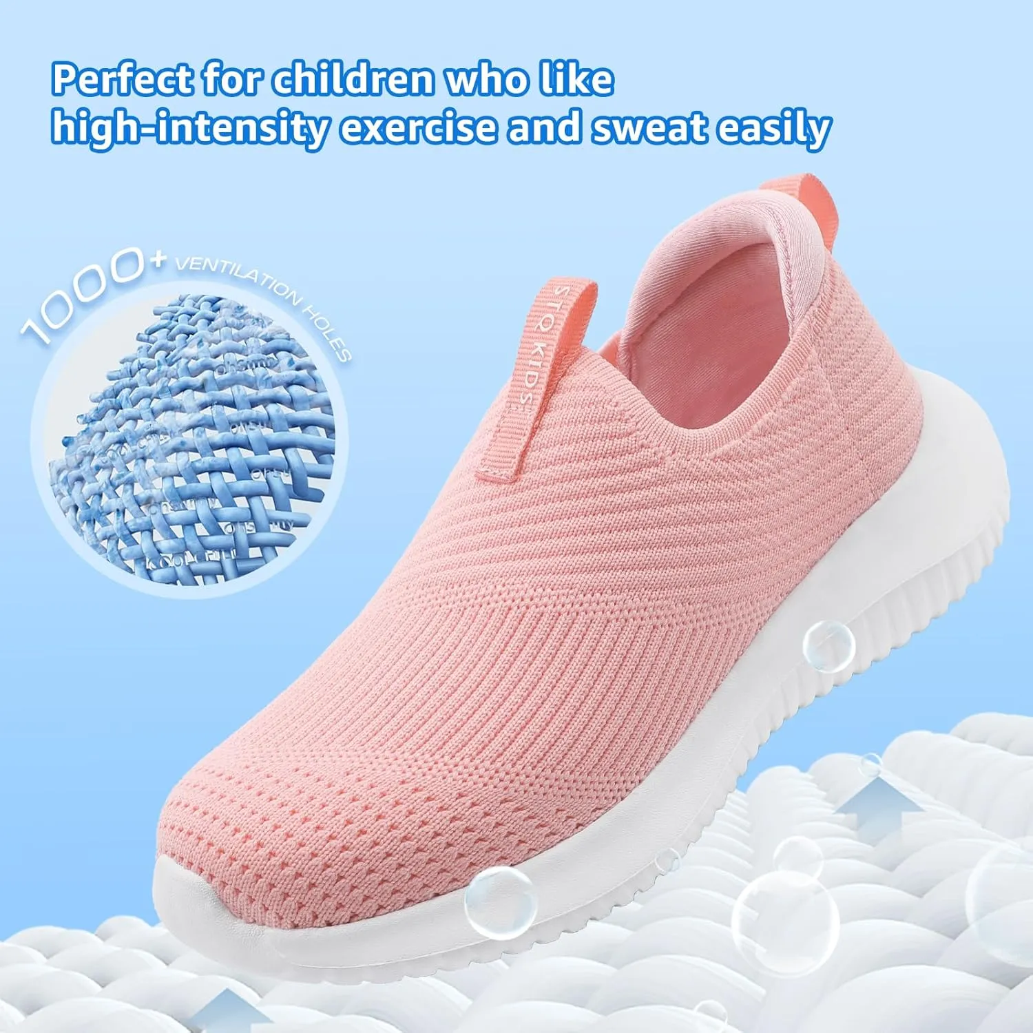 STQ Kids Shoes Girls Boys Lightweight Slip on Walking Sneakers