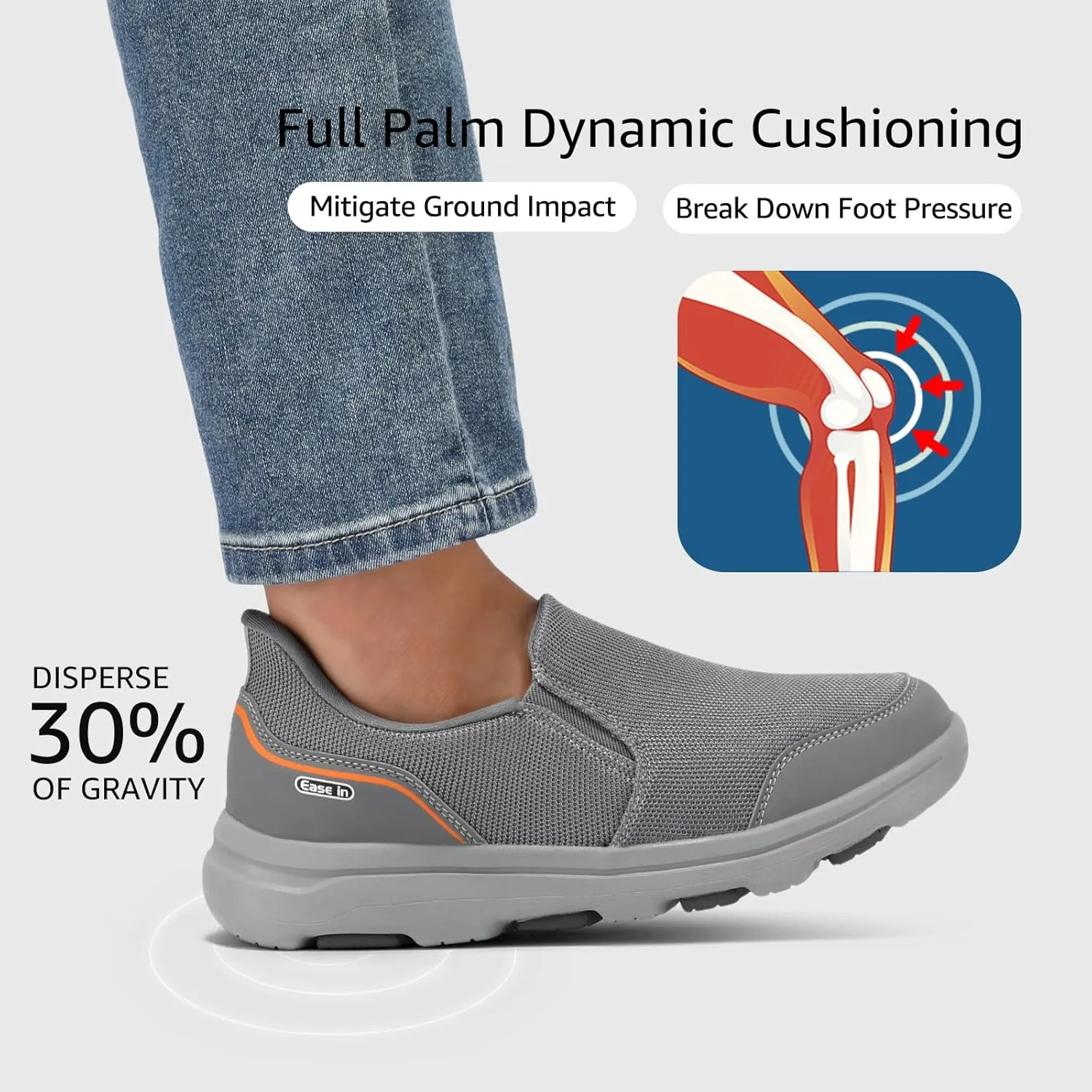STQ Mens Orthopedic Walking Shoes Comfortable Slip on Sneakers for Plantar Fasciitis