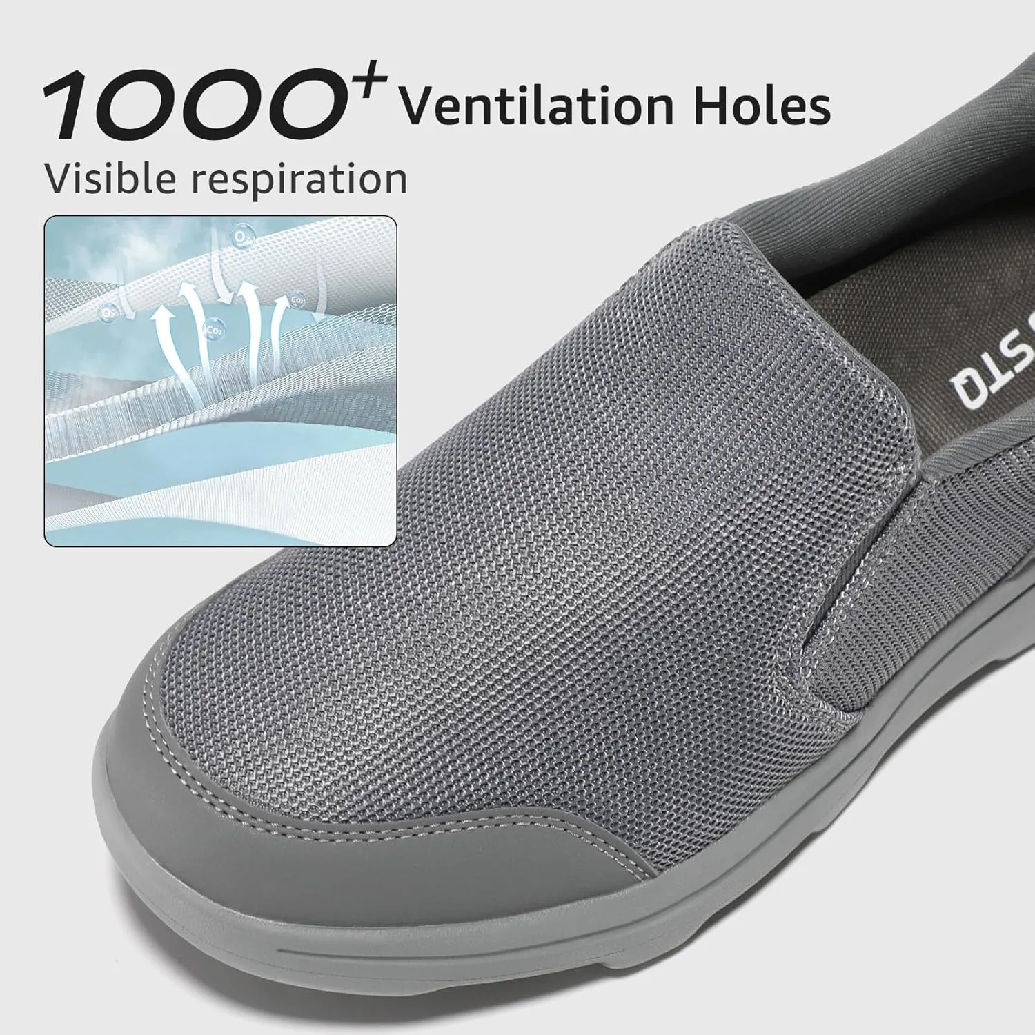 STQ Mens Orthopedic Walking Shoes Comfortable Slip on Sneakers for Plantar Fasciitis