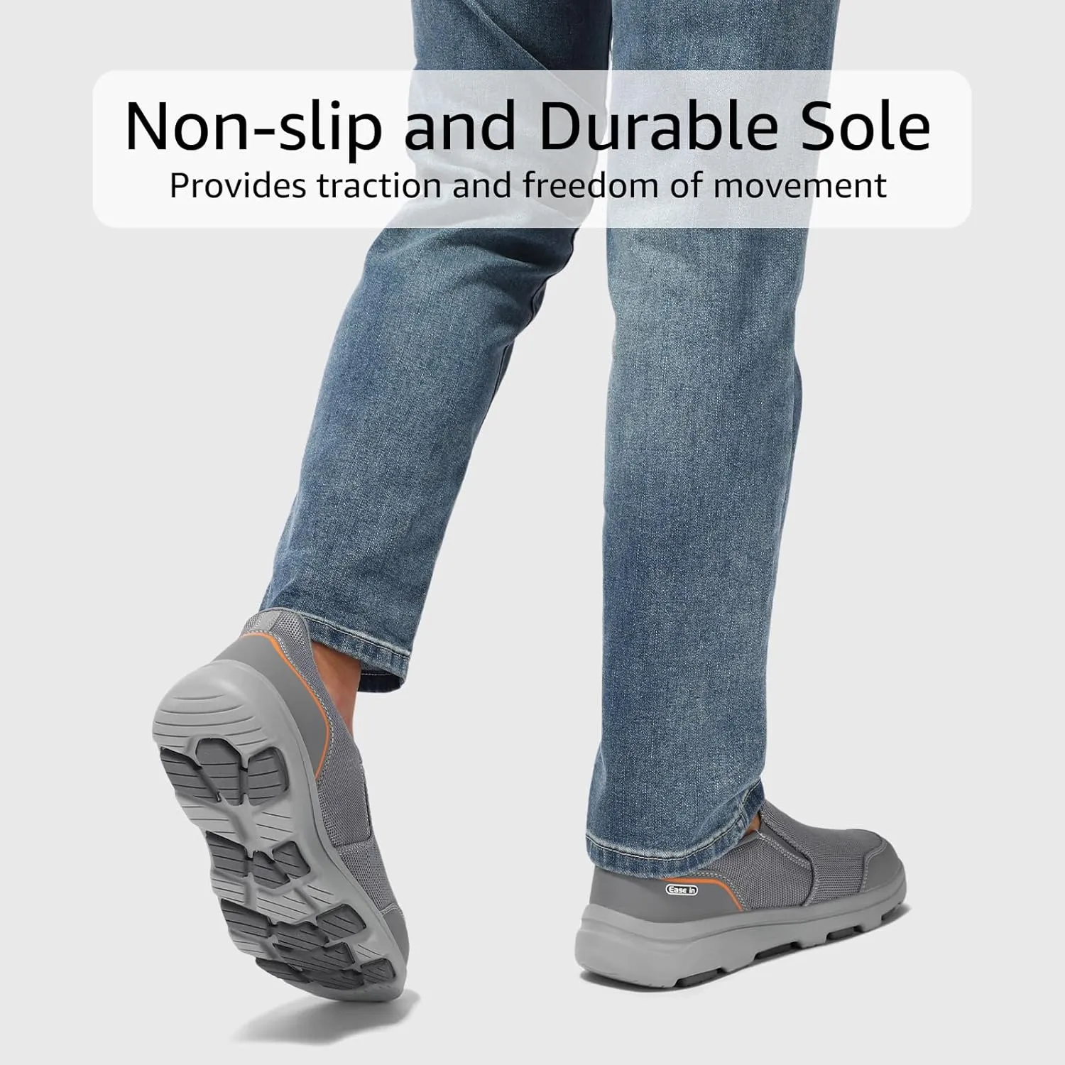 STQ Mens Orthopedic Walking Shoes Comfortable Slip on Sneakers for Plantar Fasciitis