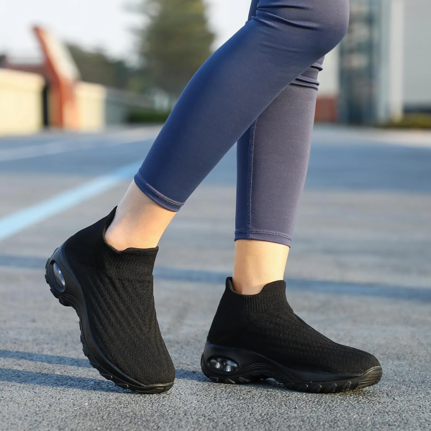 STQ Walking Shoes Women Slip on Sneakers Non Slip Work Air-Cushion Arch Support Tennis Plantar Fasciitis Orthopedic Breathable Mesh Comfortable Ladies Nursing