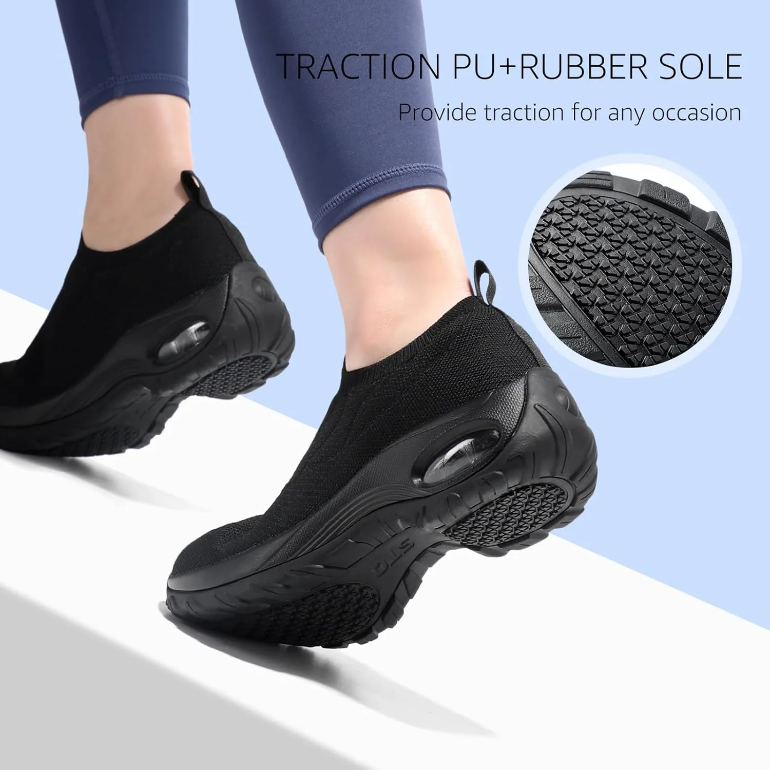 STQ Walking Shoes Women Slip on Sneakers Non Slip Work Air-Cushion Arch Support Tennis Plantar Fasciitis Orthopedic Breathable Mesh Comfortable Ladies Nursing