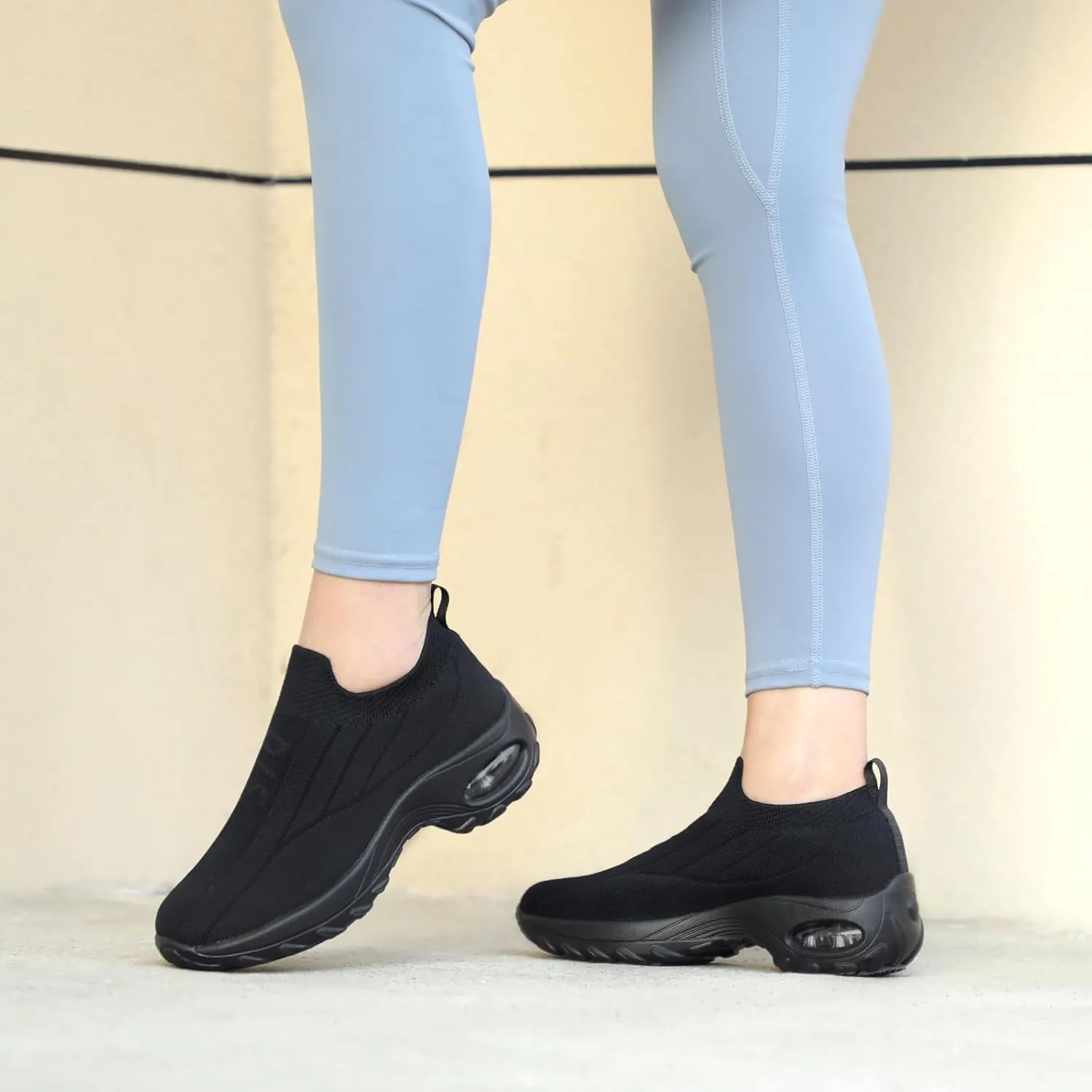 STQ Walking Shoes Women Slip on Sneakers Non Slip Work Air-Cushion Arch Support Tennis Plantar Fasciitis Orthopedic Breathable Mesh Comfortable Ladies Nursing