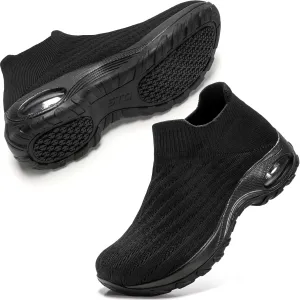 STQ Walking Shoes Women Slip on Sneakers Non Slip Work Air-Cushion Arch Support Tennis Plantar Fasciitis Orthopedic Breathable Mesh Comfortable Ladies Nursing