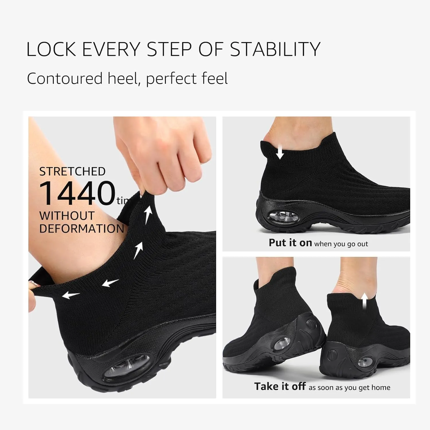 STQ Walking Shoes Women Slip on Sneakers Non Slip Work Air-Cushion Arch Support Tennis Plantar Fasciitis Orthopedic Breathable Mesh Comfortable Ladies Nursing