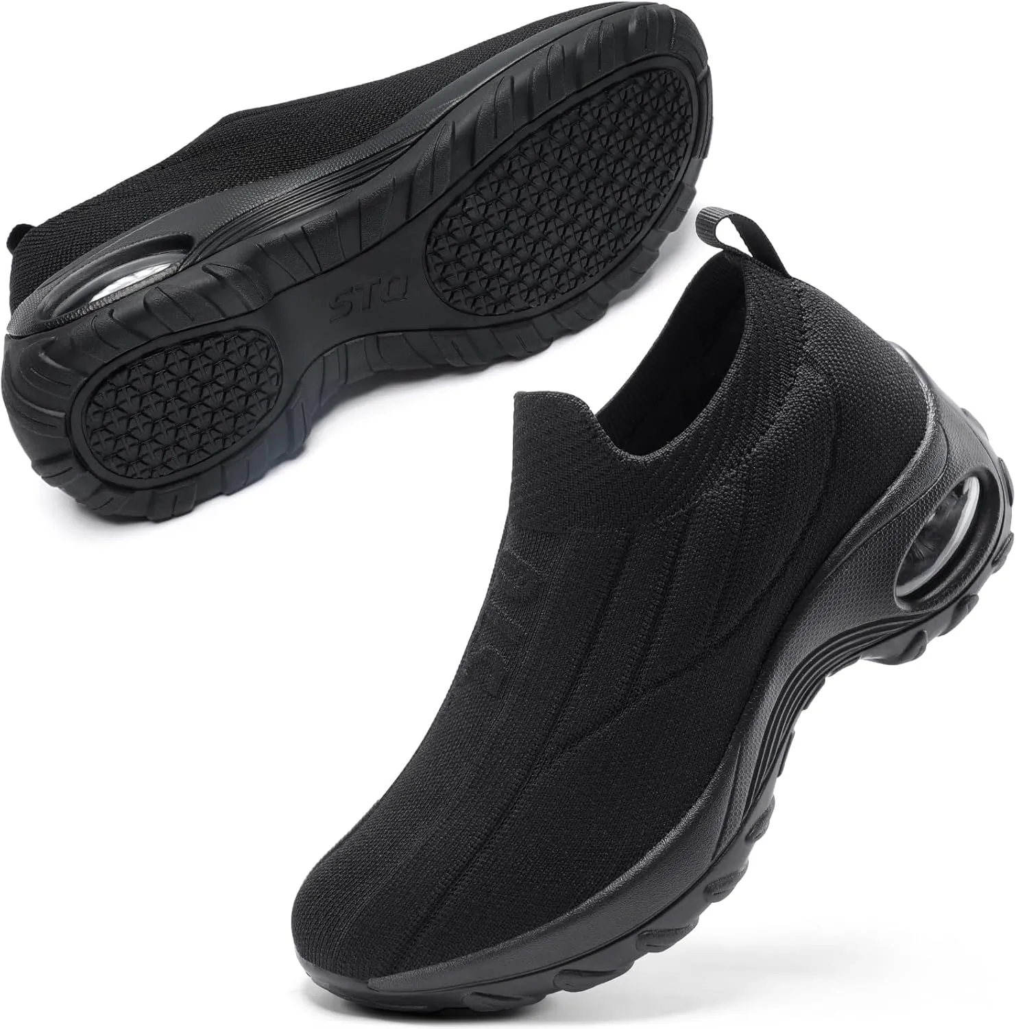 STQ Walking Shoes Women Slip on Sneakers Non Slip Work Air-Cushion Arch Support Tennis Plantar Fasciitis Orthopedic Breathable Mesh Comfortable Ladies Nursing