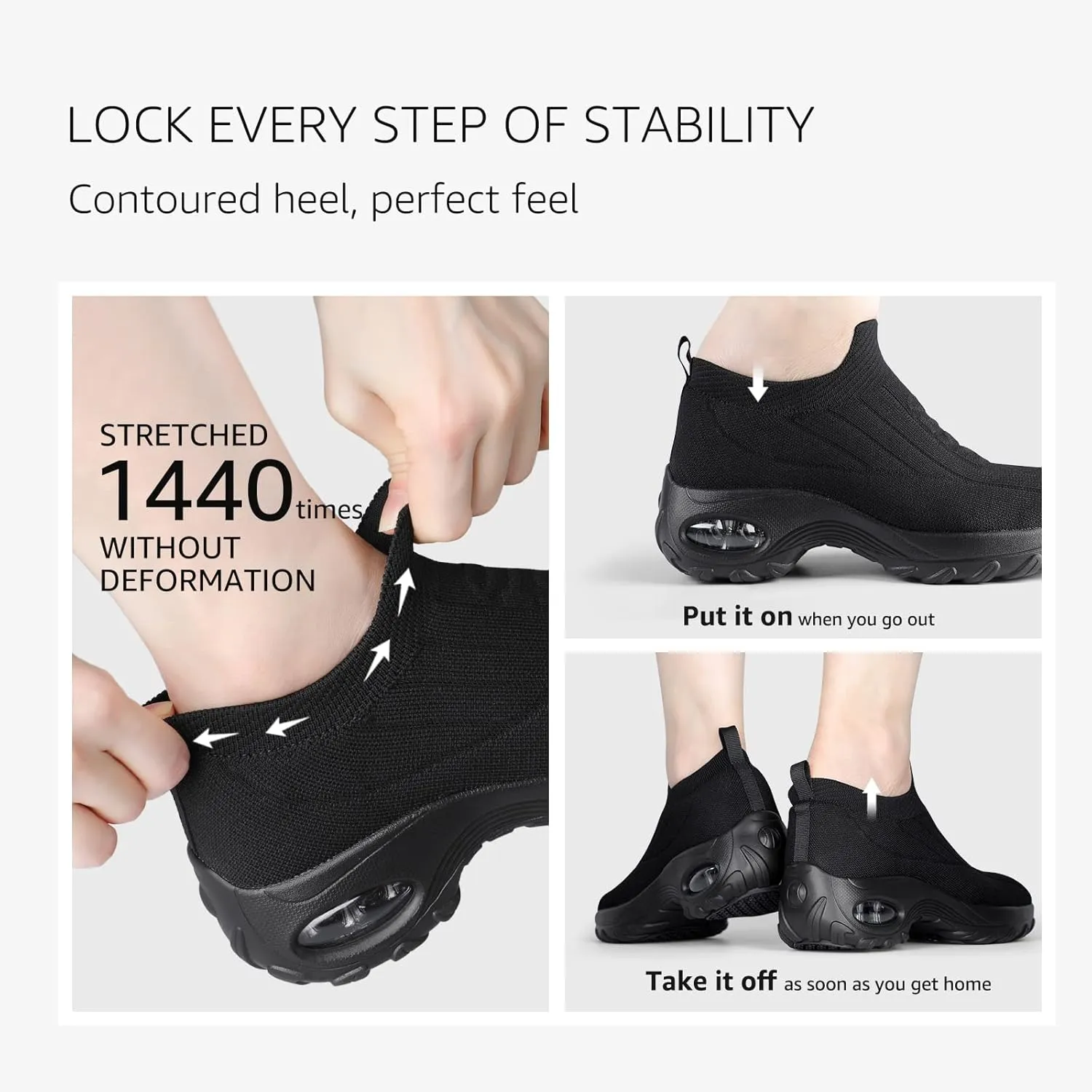 STQ Walking Shoes Women Slip on Sneakers Non Slip Work Air-Cushion Arch Support Tennis Plantar Fasciitis Orthopedic Breathable Mesh Comfortable Ladies Nursing