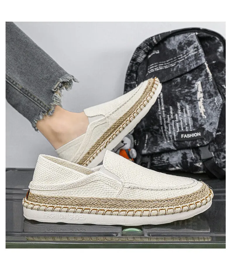 Straw Fisherman Breathable Men's Lazy Trendy Slip-on Casual Shoes