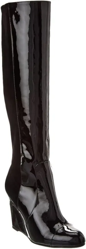 Stuart Weitzman Milla City Wedge Patent & Suede Knee-High Boot