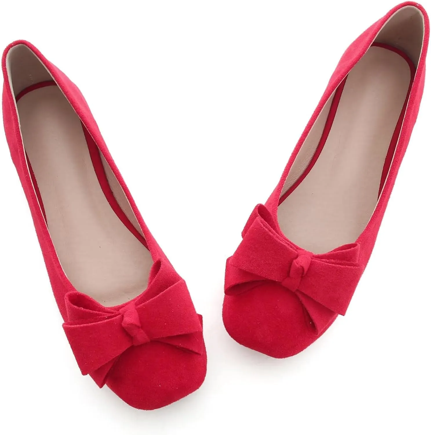 Stunner Women's Casual Flats Square Toe Bowknot Ballet Flats Comfortable Slip On Wedding Dress Shoes