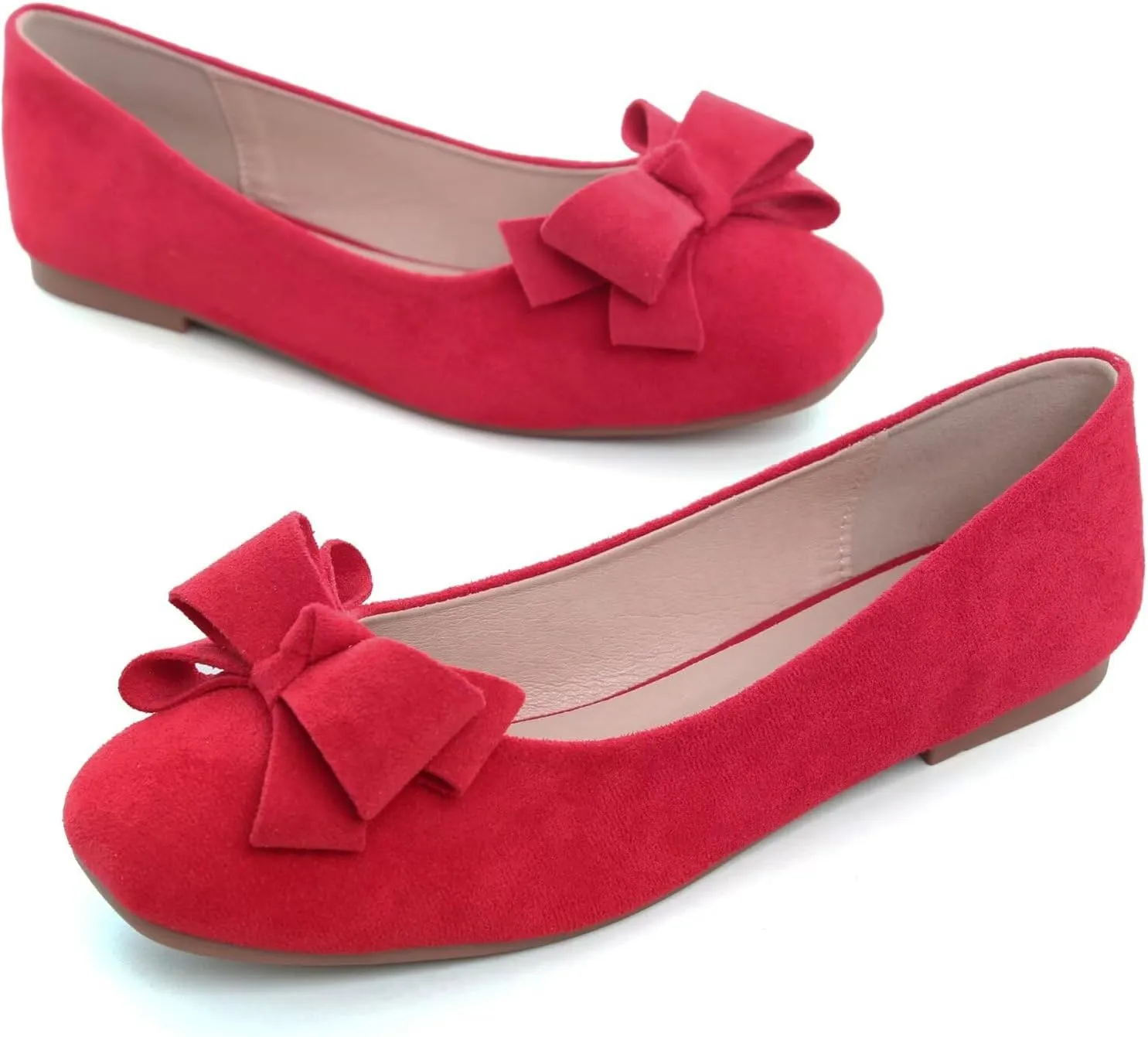 Stunner Women's Casual Flats Square Toe Bowknot Ballet Flats Comfortable Slip On Wedding Dress Shoes