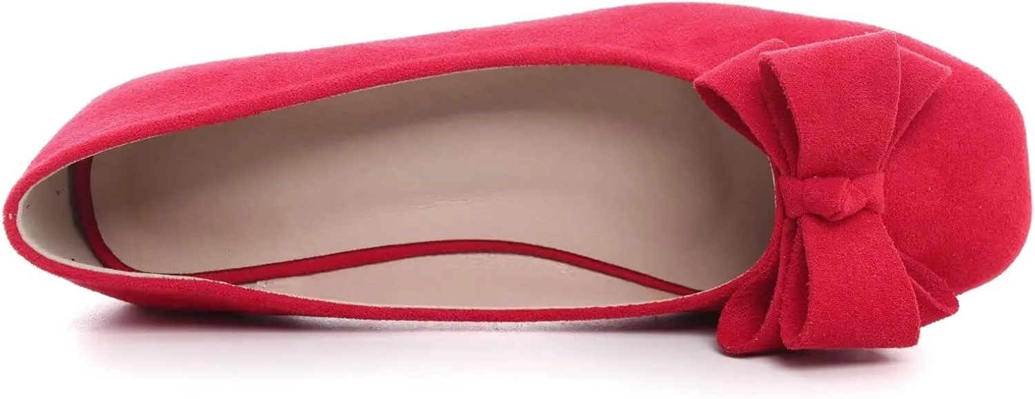 Stunner Women's Casual Flats Square Toe Bowknot Ballet Flats Comfortable Slip On Wedding Dress Shoes