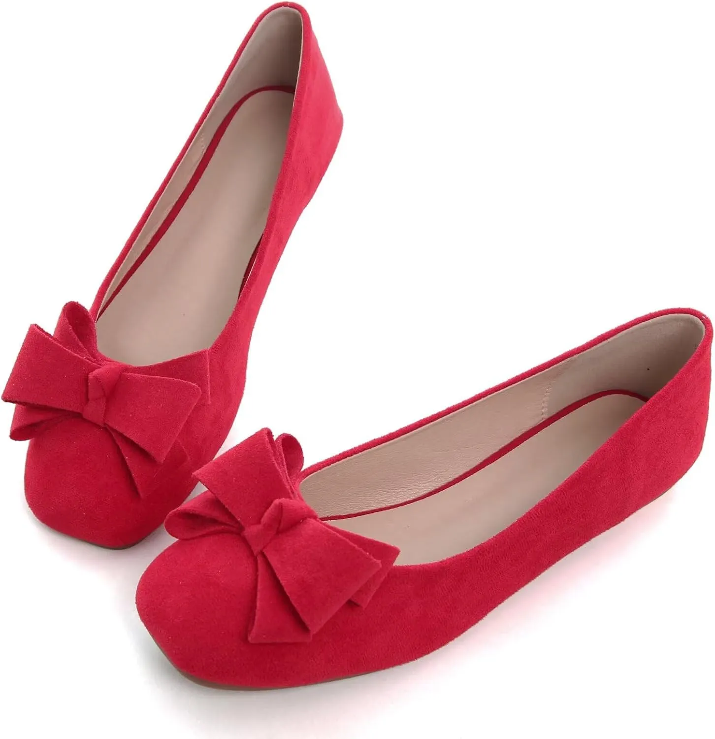 Stunner Women's Casual Flats Square Toe Bowknot Ballet Flats Comfortable Slip On Wedding Dress Shoes