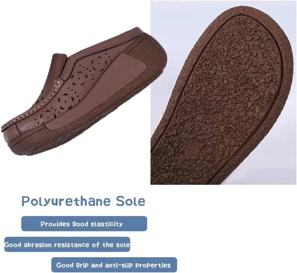 Succttssful Women's Closed Toe Mules Sandals for Walking: Backless Flats Loafers for Office - Casual Leather Mules for Girls