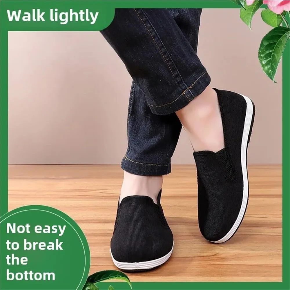 Summer Beijing Cloth Shoes Men's Corduroy Casual Slip-On Work Shoes Breathable Lazy Casual Rubber