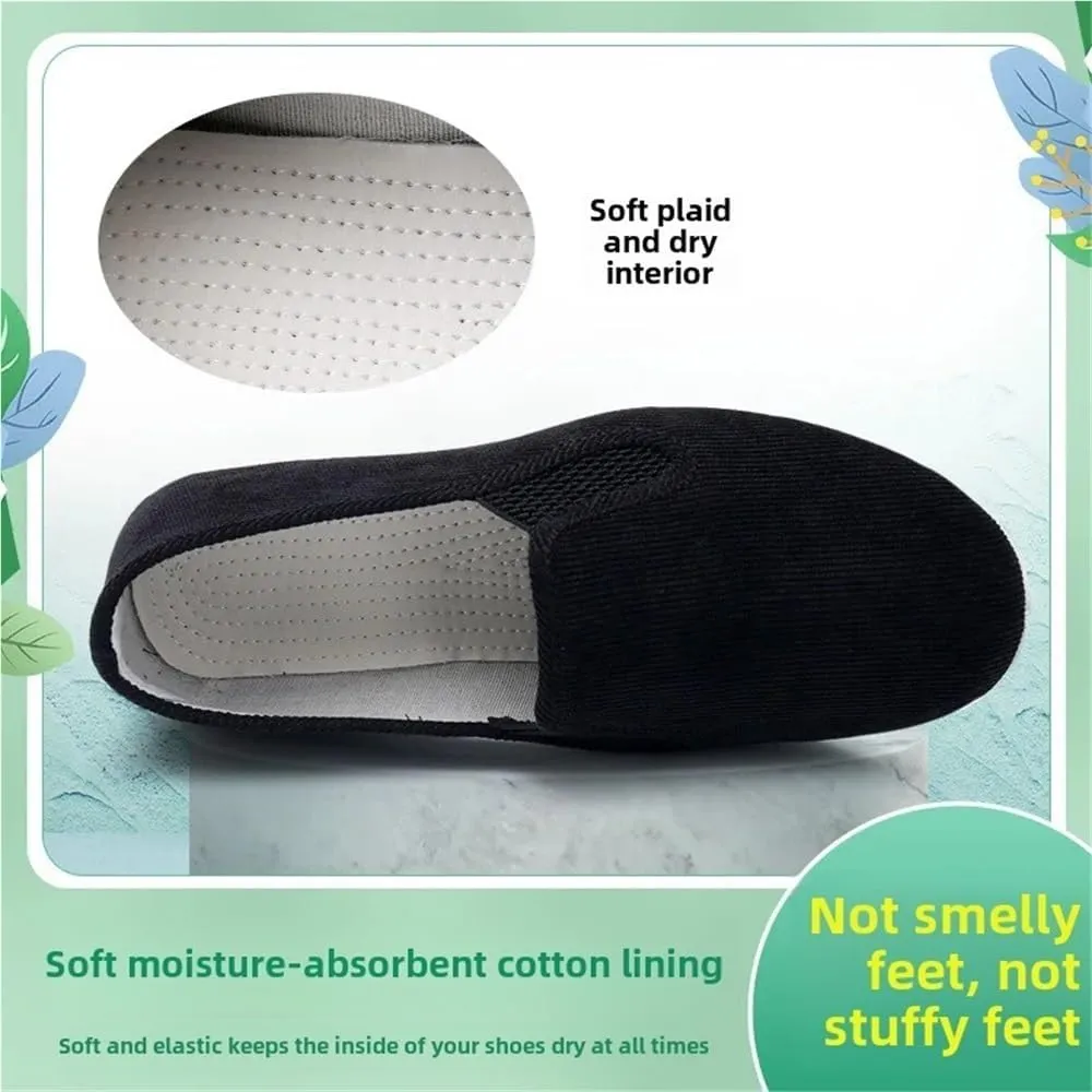 Summer Beijing Cloth Shoes Men's Corduroy Casual Slip-On Work Shoes Breathable Lazy Casual Rubber