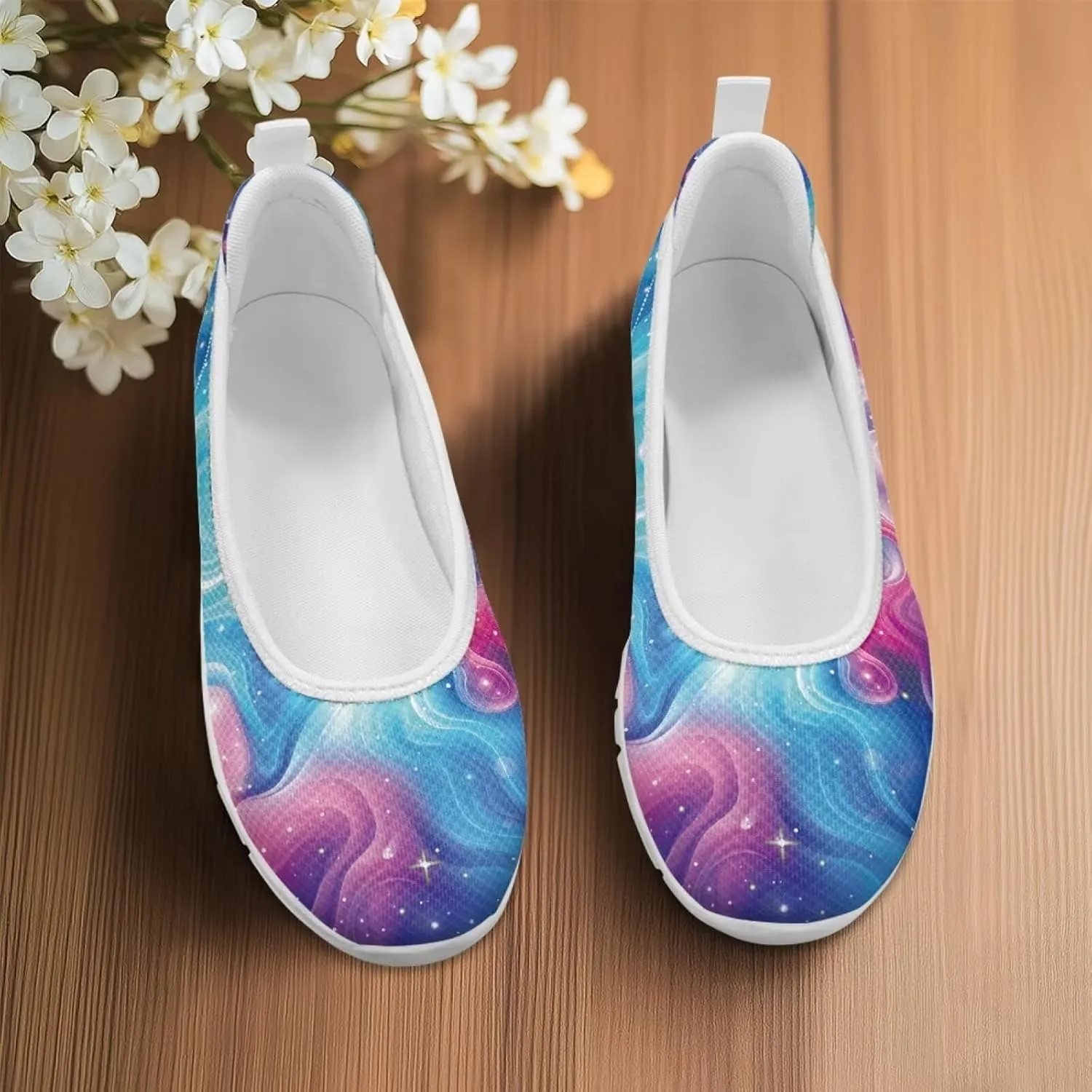 SYtrade Loafers for Women Breathable Slip On Walking Shoes White Sole