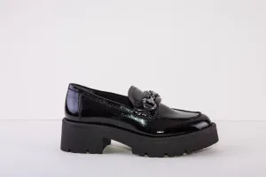 TAMARIS 24714-018  CHUNKY LOW HEEL  - BLACK PATENT