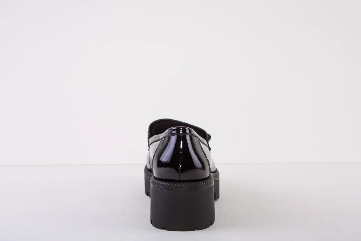 TAMARIS 24714-018  CHUNKY LOW HEEL  - BLACK PATENT