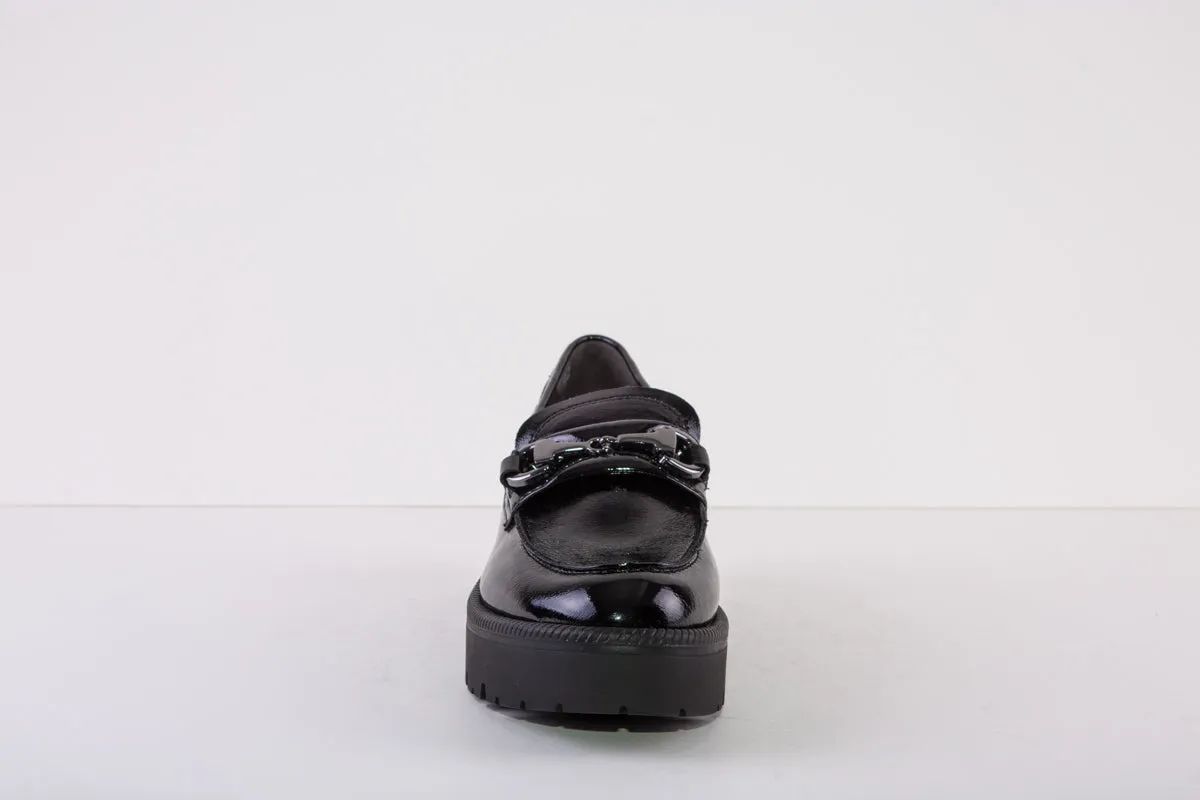 TAMARIS 24714-018  CHUNKY LOW HEEL  - BLACK PATENT