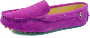 TDA Womens Comfortable Leather Driving Walking Trail Running Boat Shoes Slip-On Flats/Dark Purple 6 M US