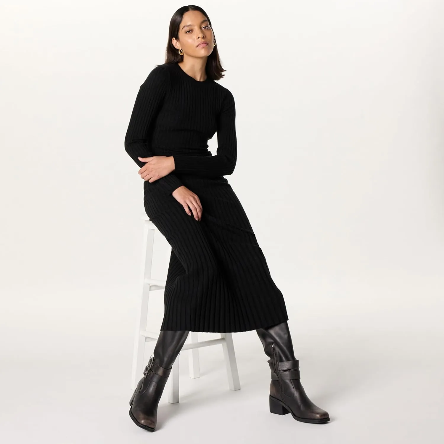 The Drop Women's Sage Tall Biker Boot with Buckles