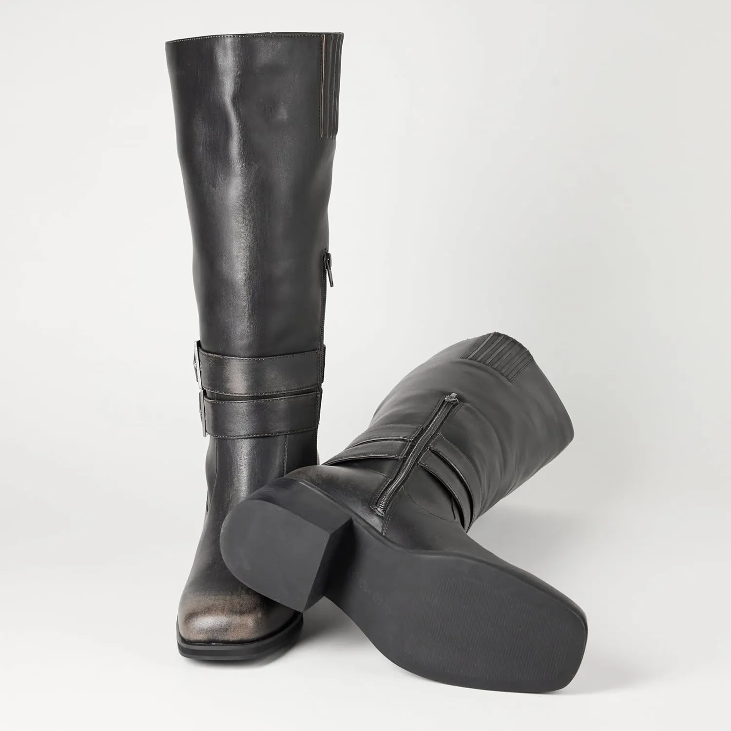 The Drop Women's Sage Tall Biker Boot with Buckles
