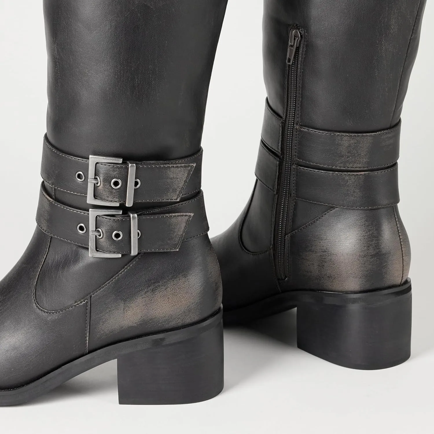 The Drop Women's Sage Tall Biker Boot with Buckles