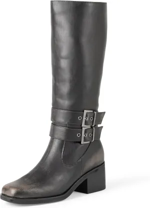 The Drop Women's Sage Tall Biker Boot with Buckles